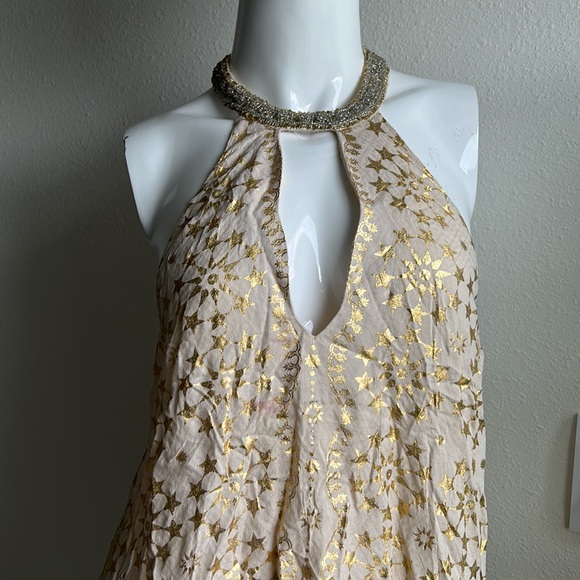 KIMCHI BLUE GOLD COMBO MINI DRESS SIZE S - Picture 3 of 8